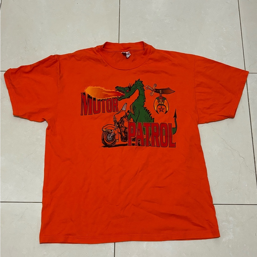 Motor Patrol Dragon with Flame Biker Y2K Harley Davidson Graphic Shirt L